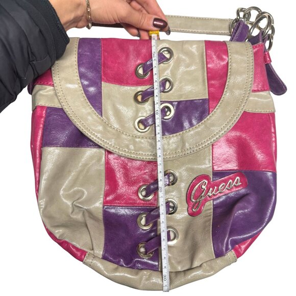Y2K Guess Patchwork Shoulder Crossbody Bag – Pink/Purple/Beige – Vintage 2000s - Picture 15 of 15